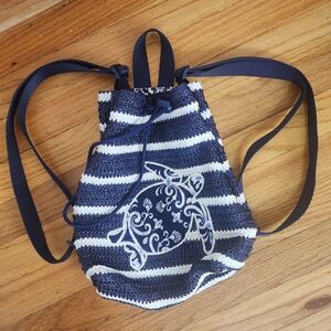 Vera Bradley Blue and White Striped Backpack with Nautical Charm